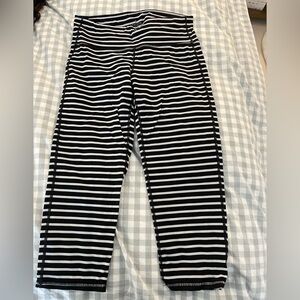 Athleta Women's Black and White Striped Leggings
